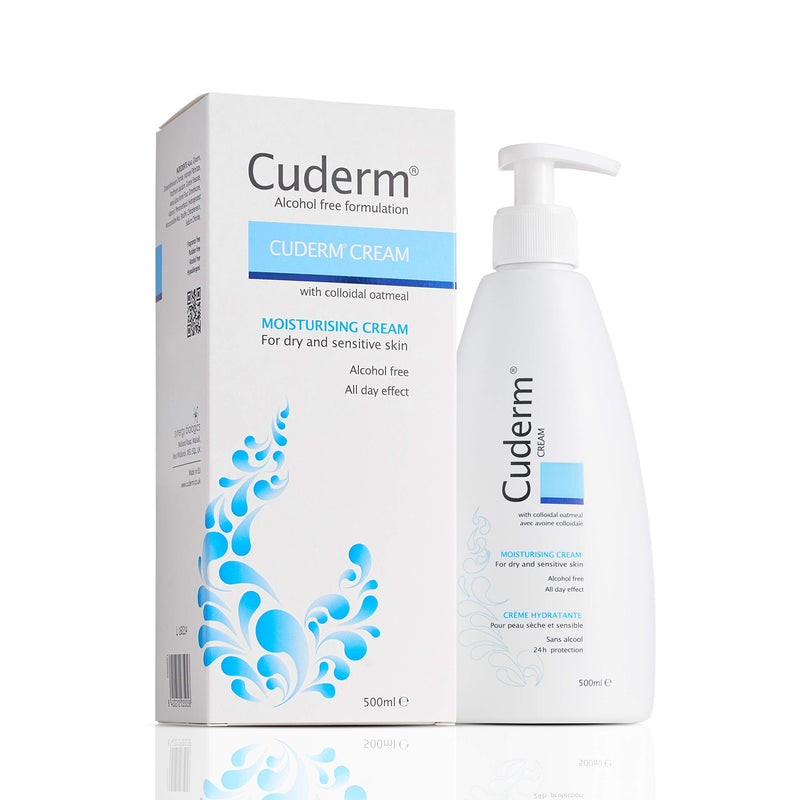 [Australia] - Cuderm Cream 500ml (Alcohol Free) [Suitable for Dry Skin, Eczema] Colloidal Oatmeal - Hypoallergenic - Vegan Certified - Fragrance Free - Paraben Free - SLS Free - Cruelty Free (PETA) - Skincare 