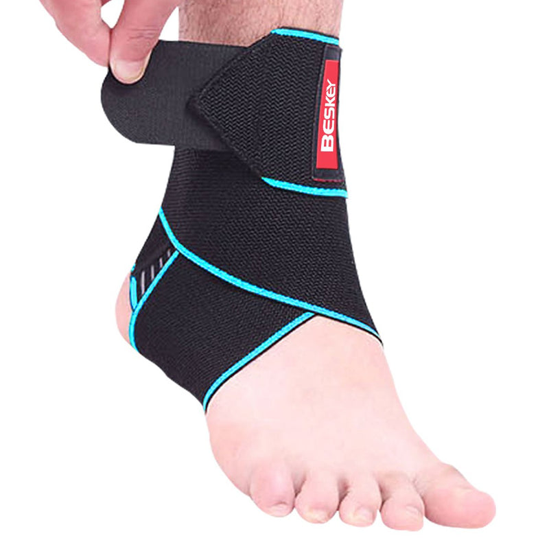 [Australia] - BESKEY Ankle Support Brace Adjustable Breathable Elastic Nylon Material Fit for Most Size Use for Sports Blue 