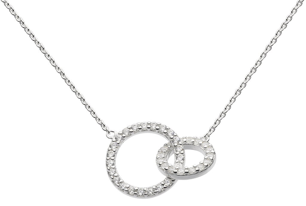 [Australia] - Dew Sterling Silver and Cubic Zirconia Double Link Necklace of Length 44.7cm 