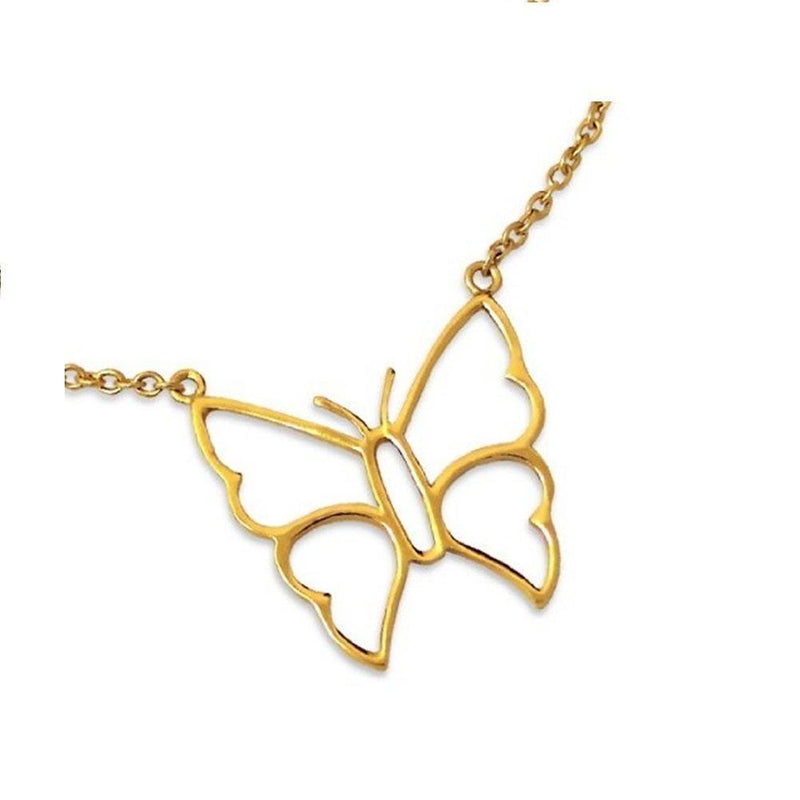 [Australia] - Butterfly Silhouette Pendant Gift Necklace - Sterling Silver with Gold Plating 