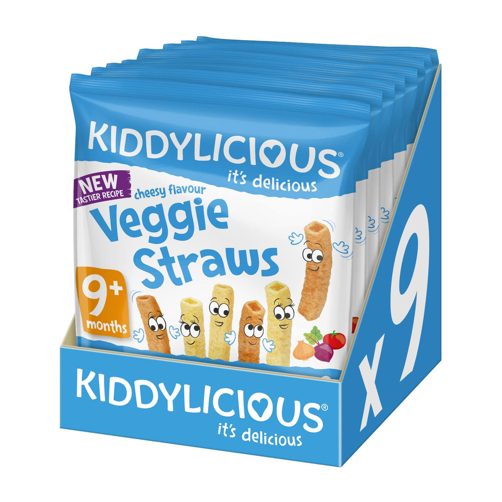 [Australia] - Kiddylicious Cheesy Veggie Straws - Delicious Finger Food Kids Snack - Suitable for 9+ Months - 9 Packs 