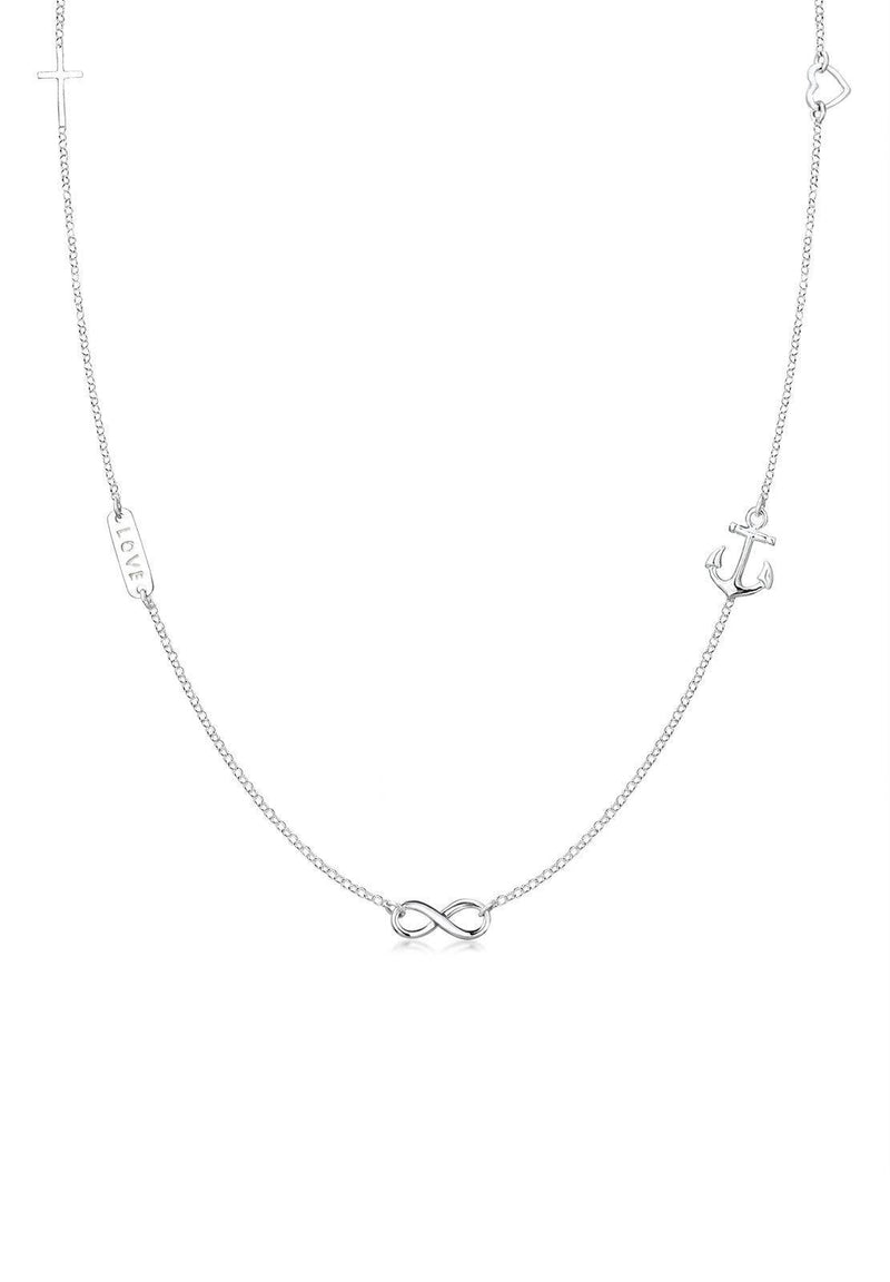 [Australia] - Elli Women's 925 Sterling Silver Xilion Cut Necklace Grey 