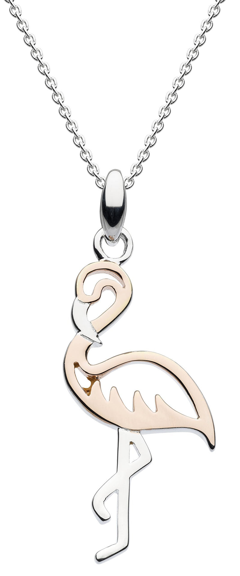 [Australia] - Dew Sterling Silver and Rose Gold Plate Flamingo Necklace of Length 45.7cm 