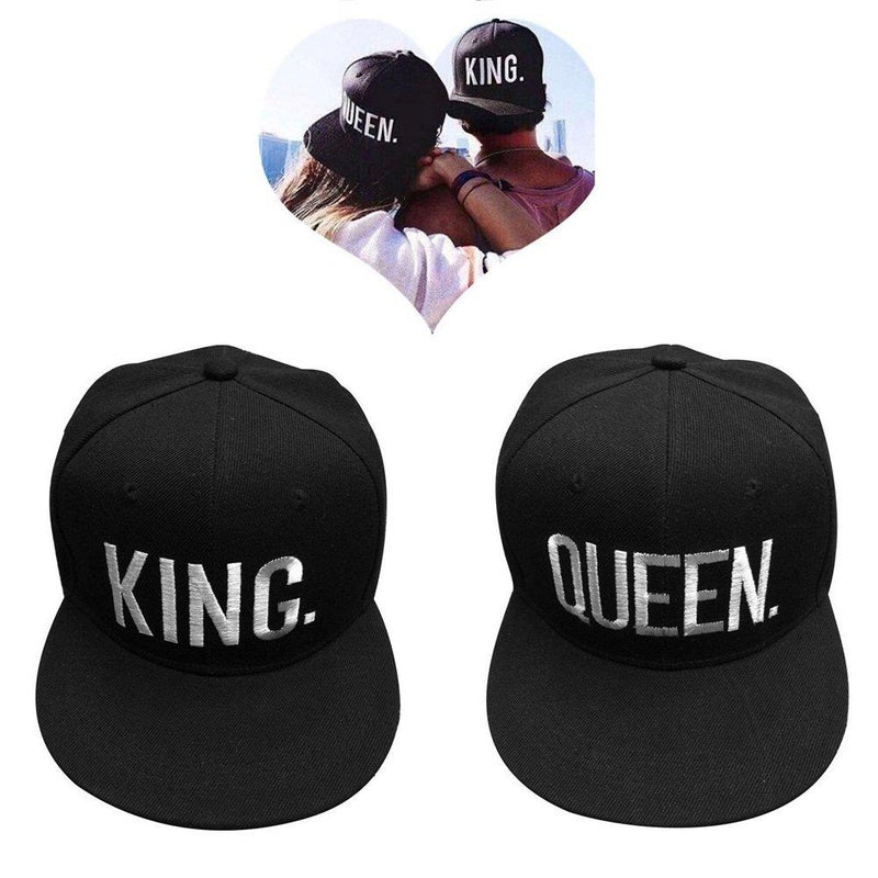 [Australia] - EQLEF Baseball Cap For Lovers Couple QUEEN And KING -Black (type1) 