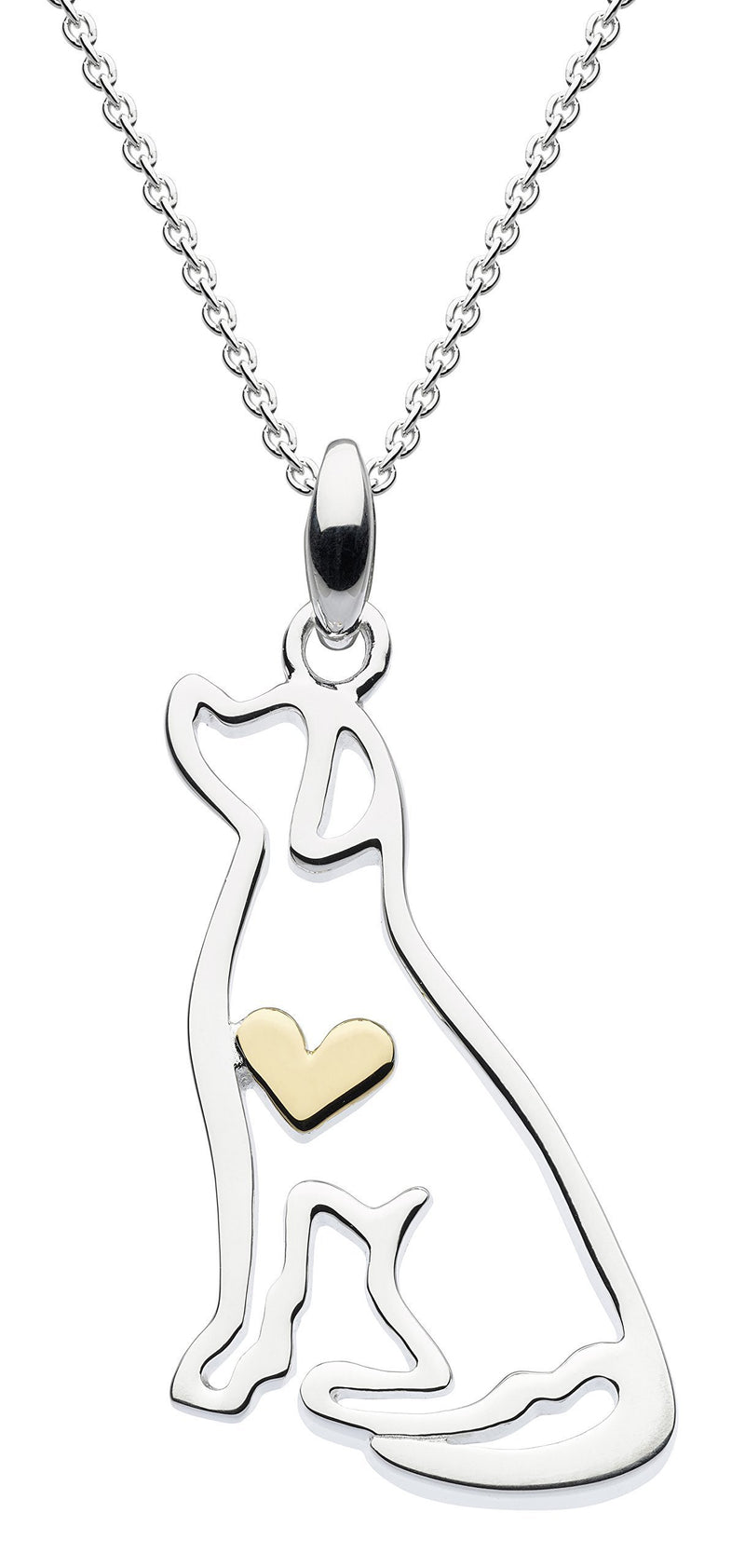 [Australia] - Dew Sterling Silver and Gold Plate 'Heart of Gold' Labrador Dog Necklace of Length 45.7cm 