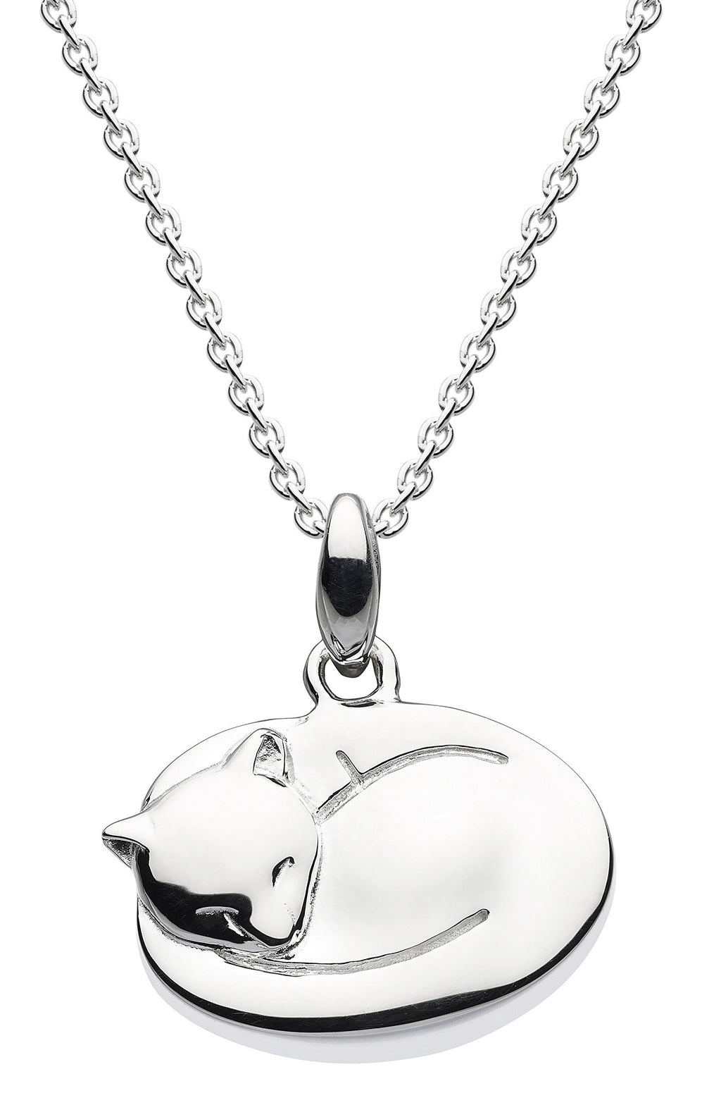 [Australia] - Dew Sterling Silver Sleeping Cat Necklace of Length 45.7cm 