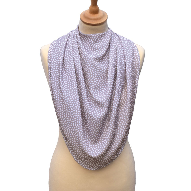 [Australia] - Care Designs Pashmina Scarf Style Adult Bib Clothing Protector, Stylish & Dignified, Unisex, Waterproof, Washable, Machine Wash, Special Needs (Grey Dot) Grey Dot 