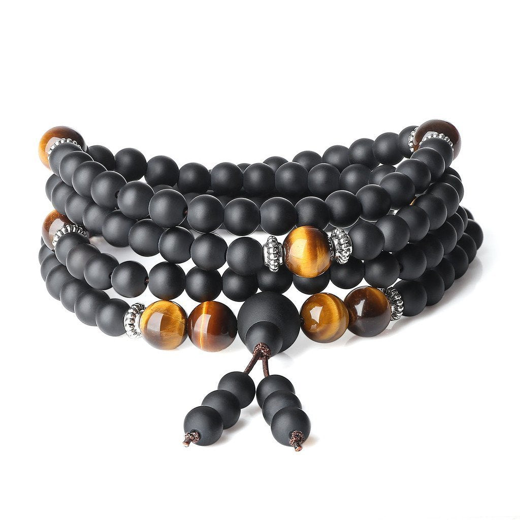 [Australia] - coai Onyx Tiger Eye 108 Mala Beads Wrap Bracelet Necklace 