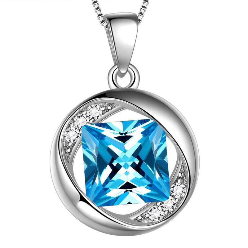 [Australia] - Aurora Tears Jewellery Birthstone Necklace Earrings Bracelets 925 Sterling Silver Pendant Birth Stone Gift for Girls and Women C-march-aquamarine 