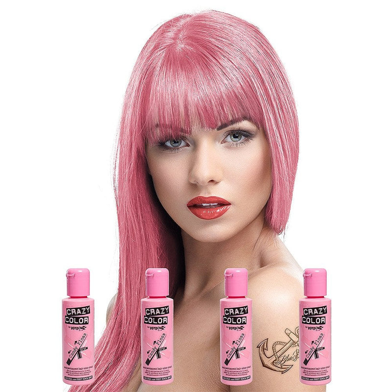 [Australia] - Crazy Color Semi-Permanent Hair Dye 4 Pack (Candy Floss Pink) 