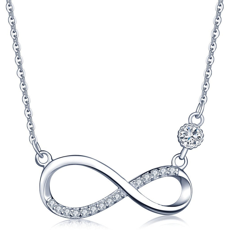 [Australia] - Infinite U Women's girl's Necklace, Infinity symbol diamond Pendant, 925 Sterling Silver Necklace inlaid with zircon, Christmas birthday gift 