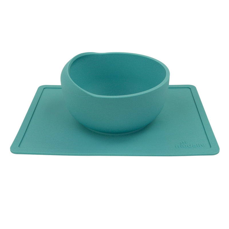 [Australia] - Modaliv Scoop Bowl with Silicone Placemat Suction Base (35oz/1000ml) - Anti-Slip and Spill Mat and Bowl - Food Grade Silicone - Dishwasher and Microwave Safe 