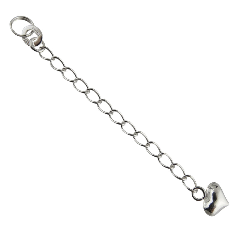 [Australia] - Sterling Silver 2" Necklace Chain Extender with Split Ring and Puff Heart, 2 Inch Extension 