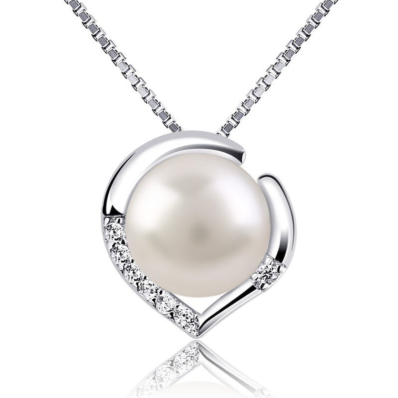 [Australia] - B.Catcher Silver Necklace Pearl Jewellery 925 Freshwater Pearl Heart Pendant Nekclaces 