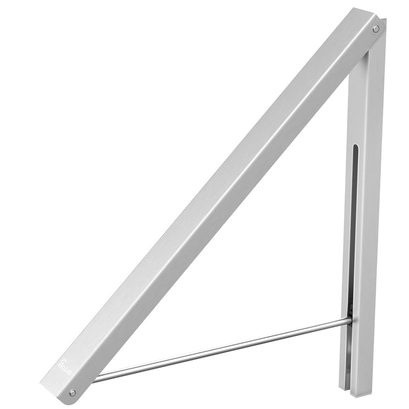 [Australia] - Anjuer Folding Clothes Drying Rack Airer Non-corroding Aluminum Wall Mounted Coat Hanger Rack Space Saving Home Bedroom Storage Suit Hangers Silver wall rack 