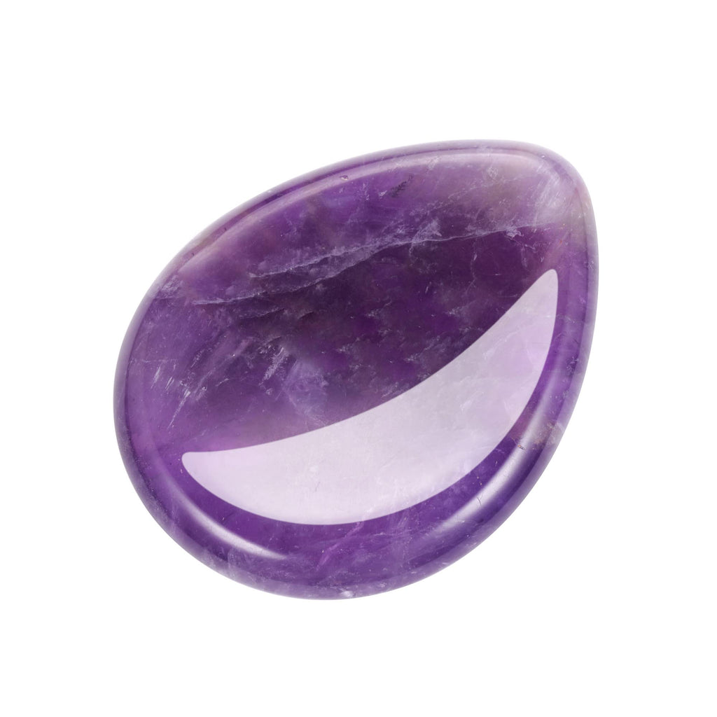 [Australia] - CrystalTears Natural Amethyst Carved Thumb Worry Stone Healing Crystal Pocket Palm Stone 1PC 