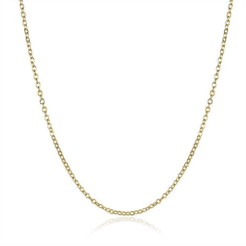 [Australia] - BODYA 1.5MM Round Cable Link Chain Necklace 18" 20" Italian Thin Strong Lobster Clasp Three Tone Color Yellow Gold 