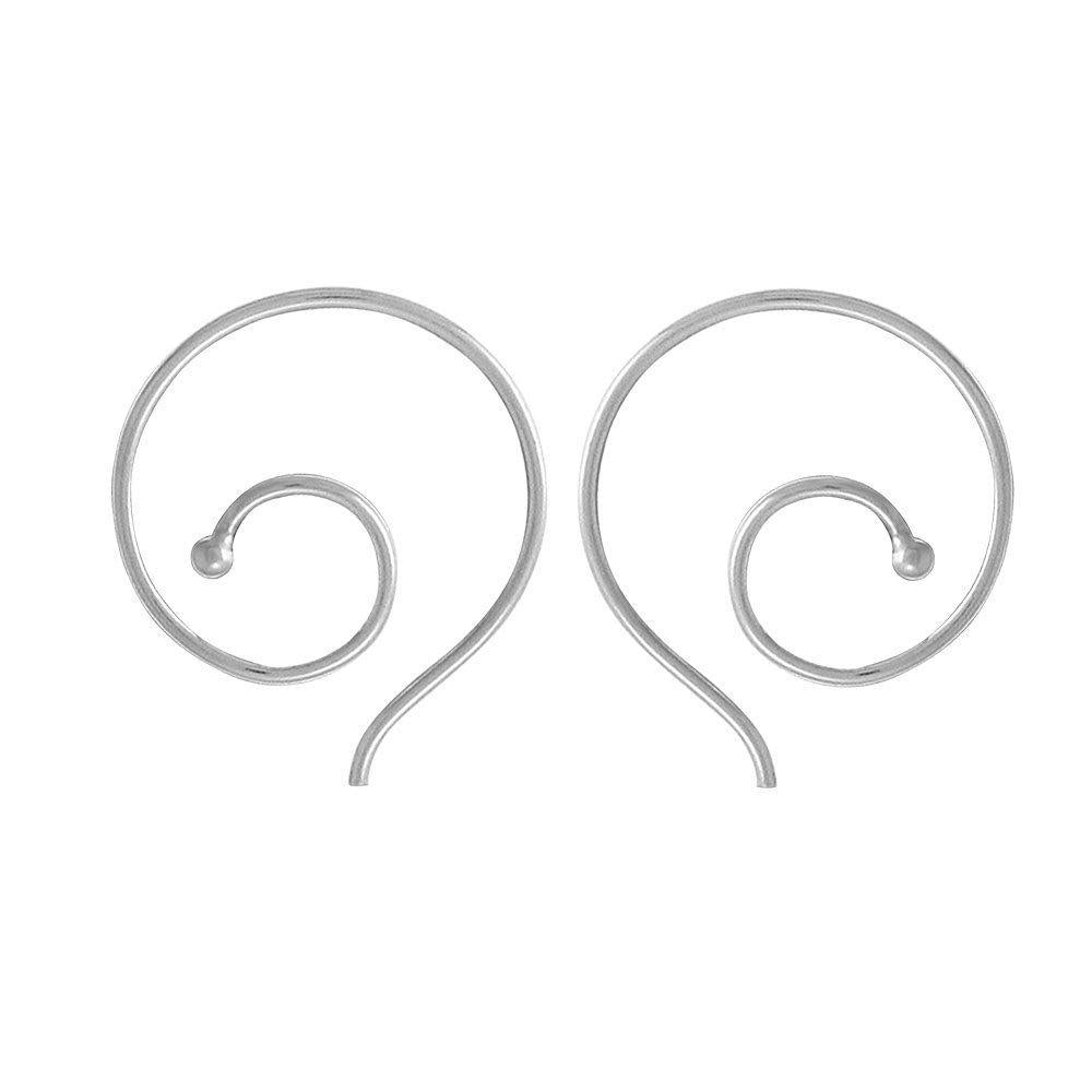 [Australia] - Boma Jewelry Sterling Silver Spiral Pull Through Hoop Earrings 