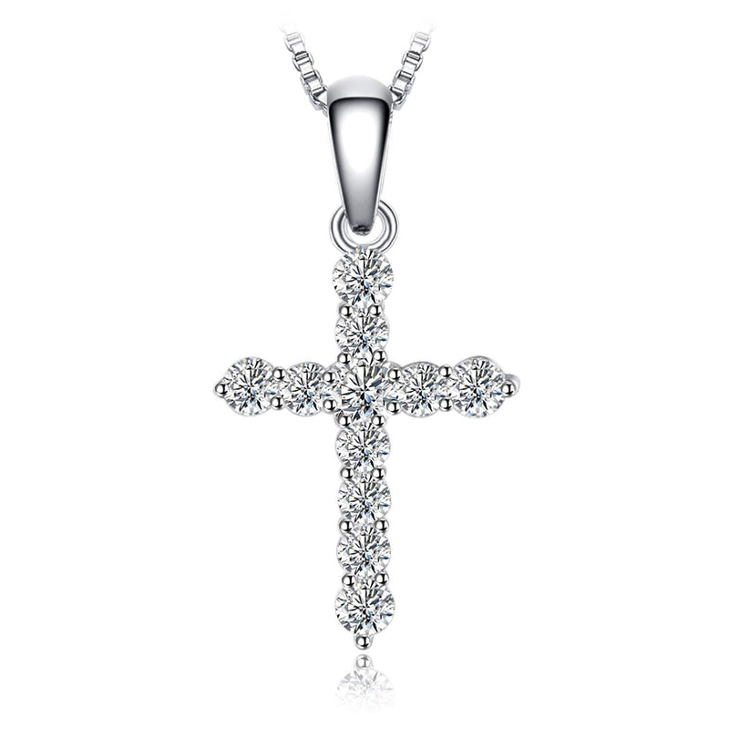 [Australia] - JewelryPalace 0.7ct Cubic Zirconia Cross Pendant Necklace 925 Sterling Silver 18 Inches 
