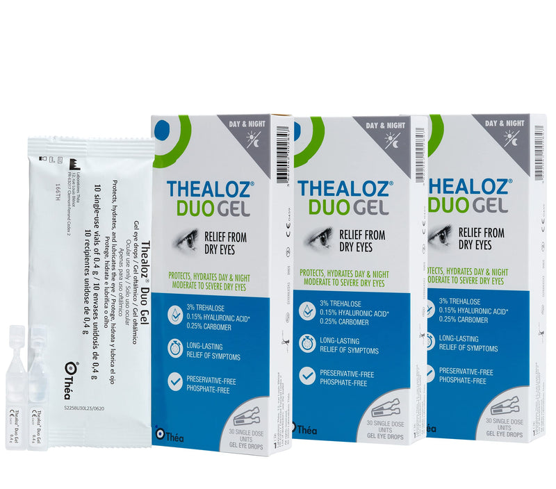 [Australia] - Thealoz Duo Gel Dry Eye Drops For Tired & Dry Eyes (3 x 30 Units) | Hypotonic Solution for Enhanced Relief & Protection from Dry Eyes 