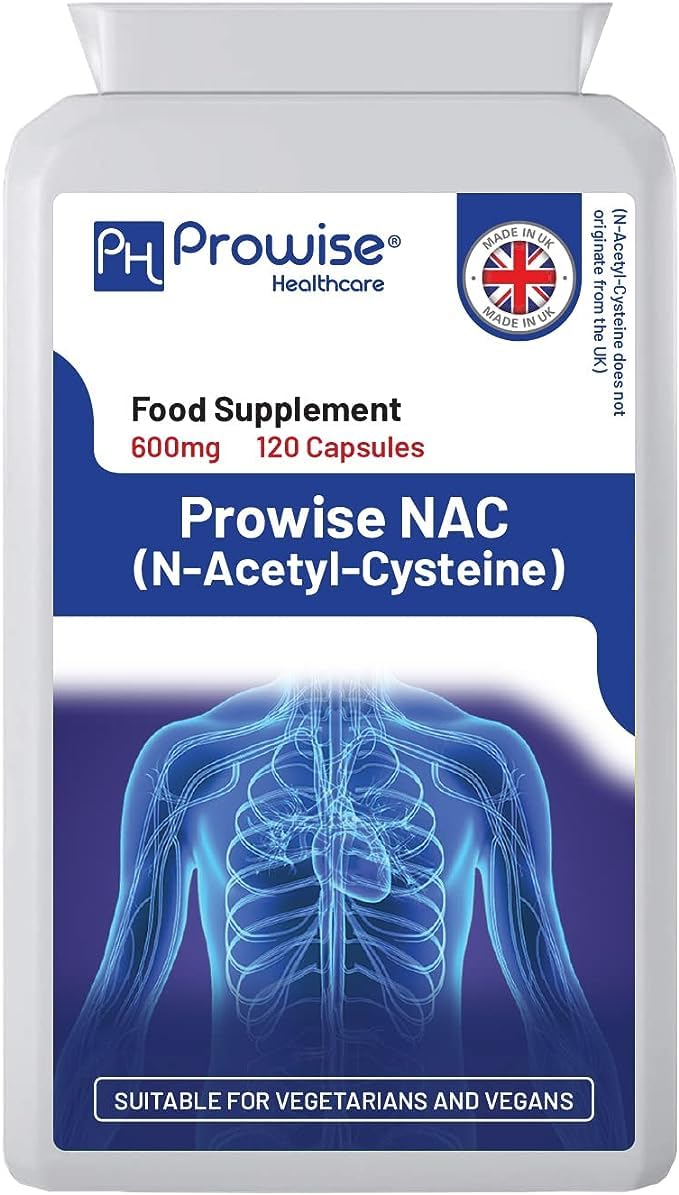 [Australia] - NAC N-Acetyl-Cysteine 600mg | 120 Capsules of Nac N-Acetyl-Cysteine | Vegan N-Acetyl-Cysteine Nutritional Supplements | High Bioavailability & No Fillers | UK Manufactured by Prowise Healthcare 