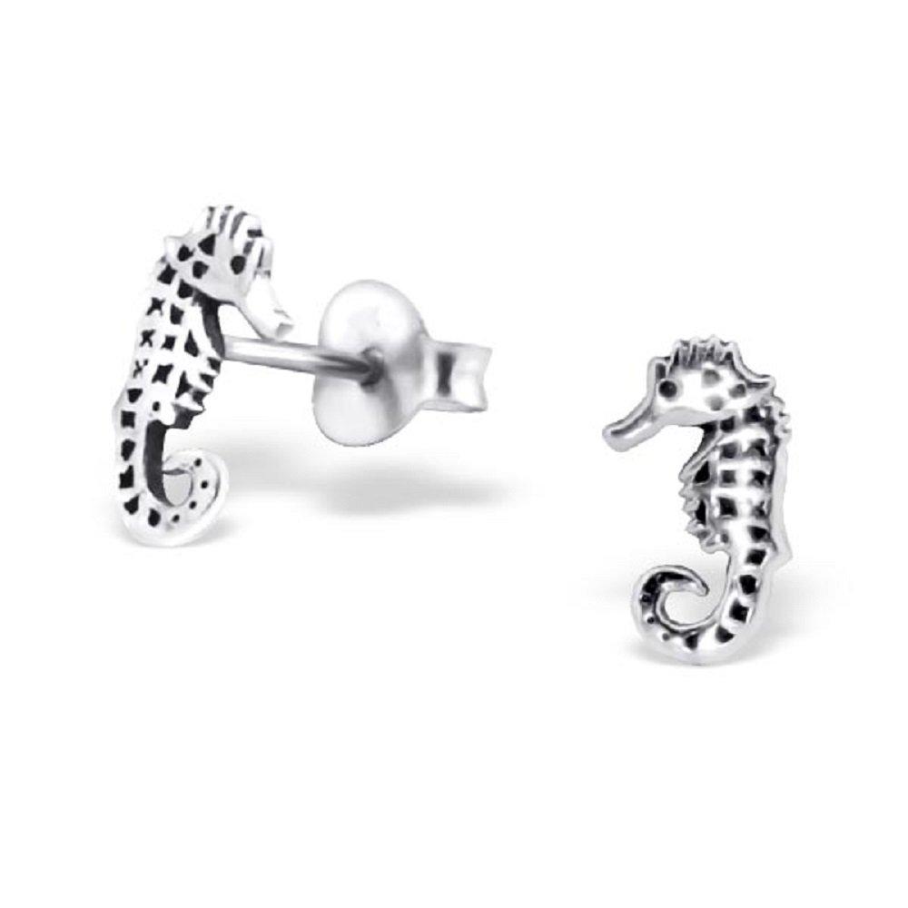 [Australia] - The Rose & Silver Company Women 925 Sterling Silver Seahorse Stud Earrings 