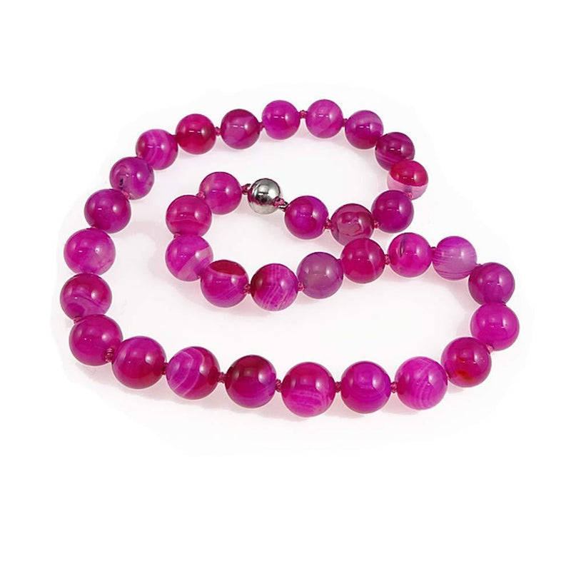 [Australia] - Treasurebay Stunning 14mm Gemstone Necklace Women's Necklace 14mm Pink Agate 
