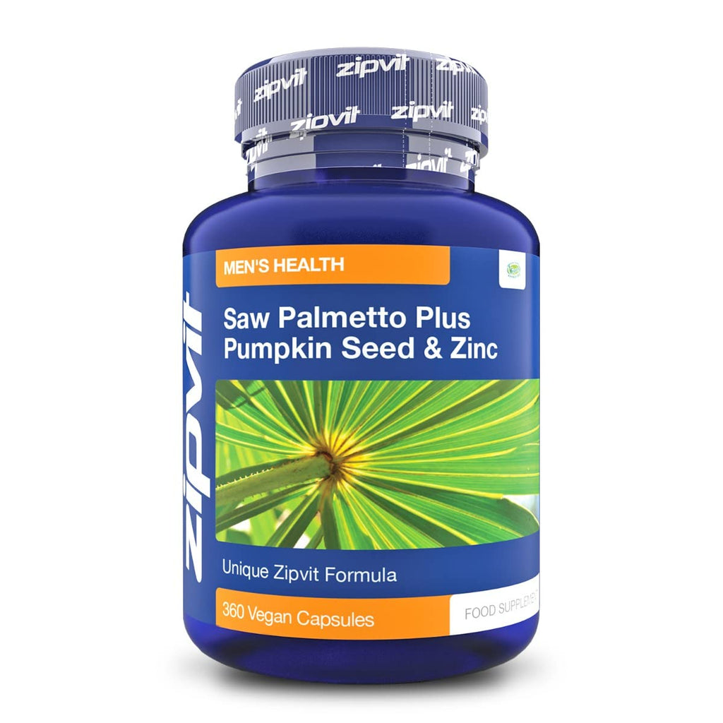 [Australia] - Saw Palmetto Plus Pumpkin & Zinc, 360 Vegan Capsules. Ideal Supplement for Men - Saw Palmetto with Added Zinc to Maintain Normal Testosterone 