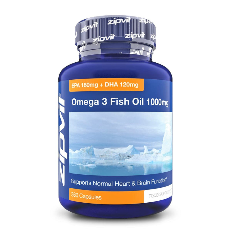 [Australia] - Omega 3 Fish Oil 1000mg, 360 Softgel Capsules. 12 Months Supply. EPA 180mg DHA 120mg. Supports Heart, Brain Function and Eye Health. 