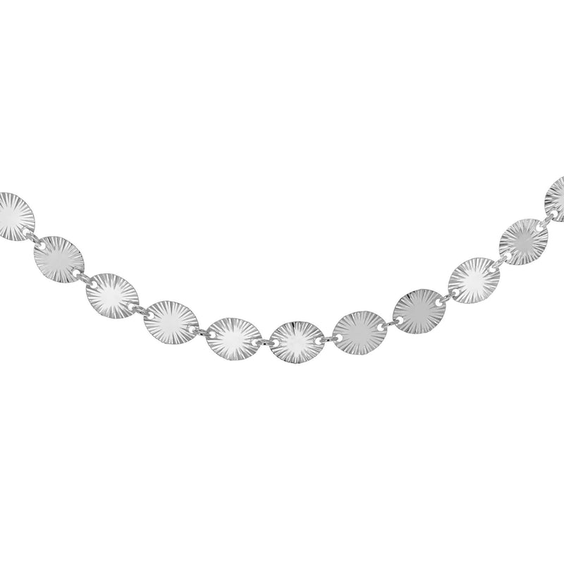 [Australia] - Tuscany Silver Sterling Silver Patterned Oval Disc Necklace 41 cm/16" 