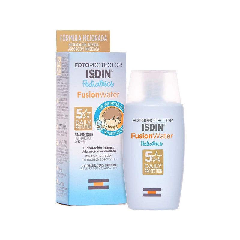 [Australia] - ISDIN Pediatrics Fusion Water SPF 50 50ml | Facial Sun Cream for Kids | Ultra-Light Texture | Does not Sting Eyes | Suitable for All Skin Types 