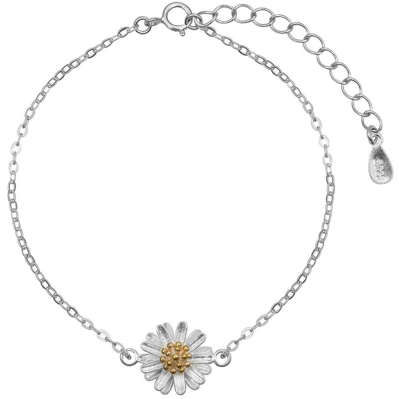 [Australia] - QIANDI Daisy Pendant Chain Bracelet Women Girls Bijoux 925 Sterling Silver Couple Bracelet 