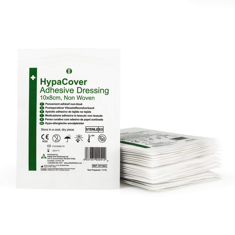 [Australia] - HypaCover Adhesive Wound Dressing - Large 10 x 8 cm (Pack of 25) Sterile Hypoallergenic Large (10 x 8 cm) Adhesive Dressings Single 