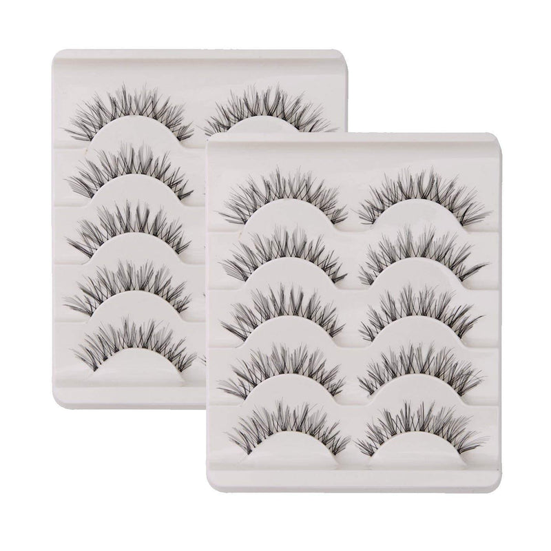 [Australia] - 10 Pairs False Lashes Eyelashes Natural Look Handmade Crisscross 3D Reusable Black 10Pairs A533 