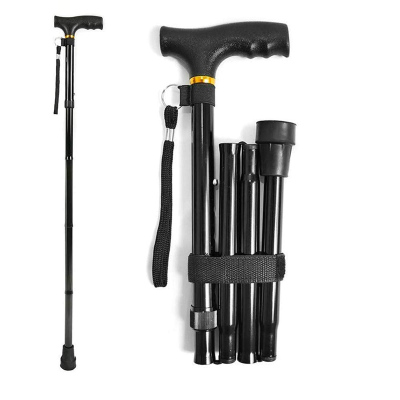 [Australia] - Folding Walking Sticks, Walking Stick Cane for Men Women,Portable Cane with T Handle Lightweight Height Adjustable,Non-Slip Base Black 