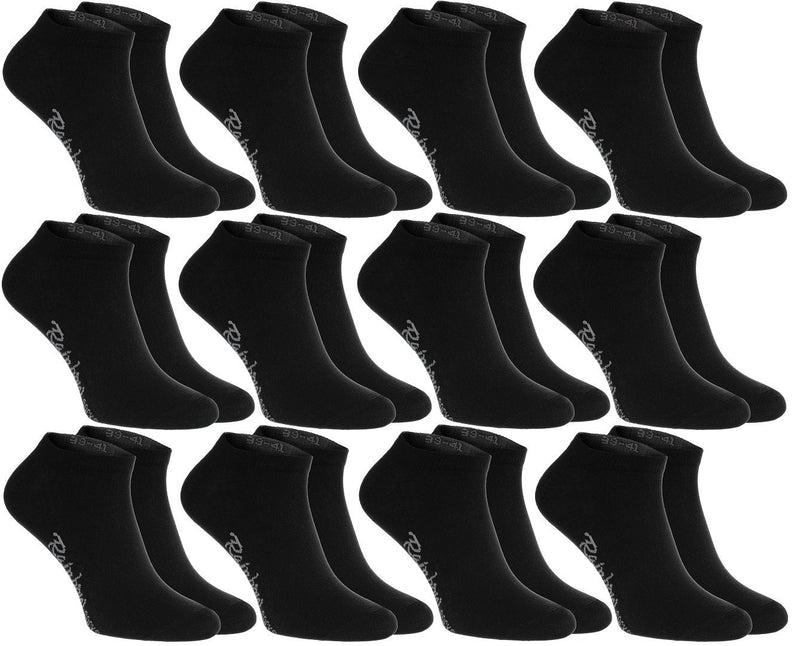 [Australia] - Rainbow Socks - Women Men Cotton Sneaker Low Cut Socks 4-6 12 X Black 