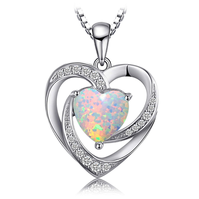 [Australia] - JewelryPalace Love Heart 2.54ct Created Opal Pendant Necklace 925 Sterling Silver 