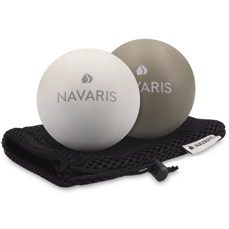 [Australia] - Navaris Lacrosse Massage Balls Set - Deep Tissue Muscle Massage for Back Legs Neck Foot Roller Trigger Points Firm Spheres - Pack of 2 Light Gray - Dark Gray 