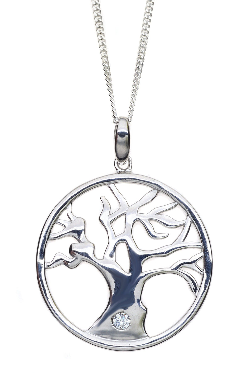 [Australia] - GM Jewellery Sterling Silver & Crystal Tree of Life Pendant Necklace 