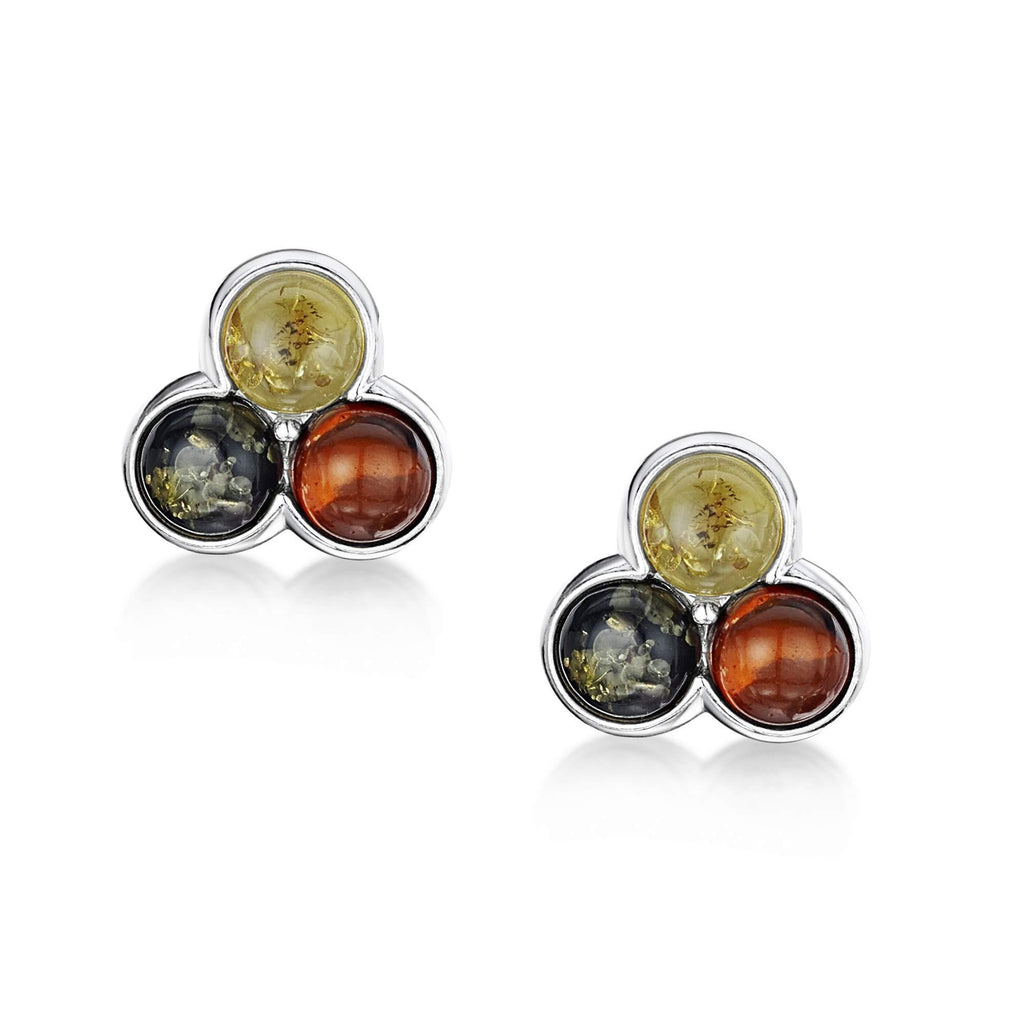 [Australia] - Amberta 925 Sterling Silver with Baltic Amber - Stud Earrings Multicolour 
