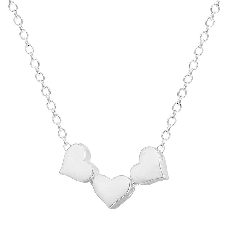 [Australia] - QIANDI Three Heart Minimalist Pendant Choker Necklace Women 925 Sterling Silver Accessories Necklace 