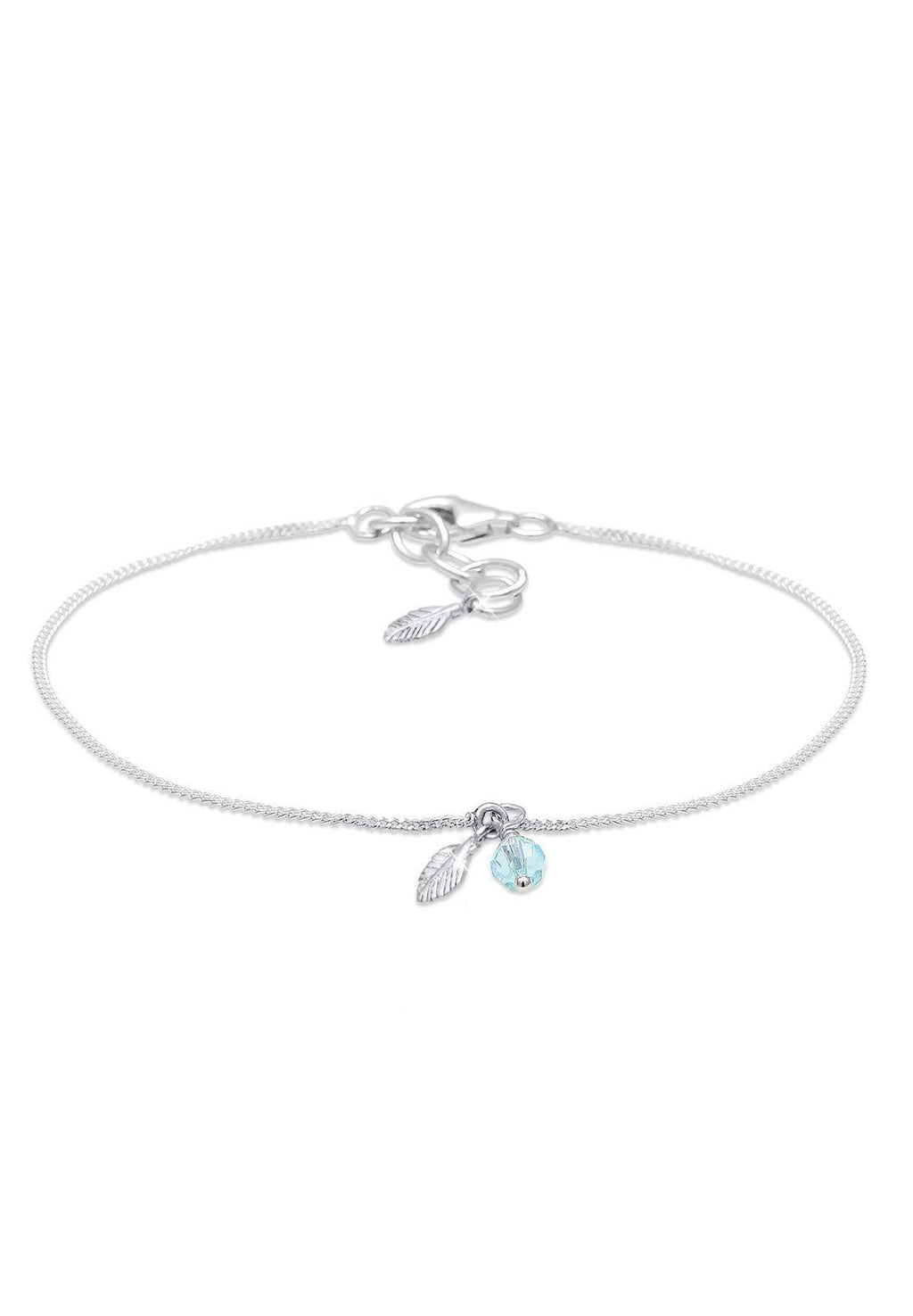 [Australia] - Elli Women's 925 Sterling Silver Feather Bead Boho Crystals Bracelet 