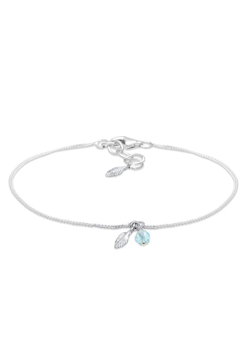 [Australia] - Elli Women's 925 Sterling Silver Feather Bead Boho Crystals Bracelet 