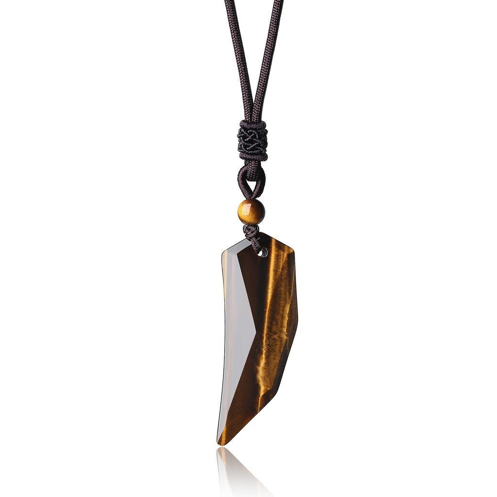 [Australia] - coai Mens Womens Wolf Tooth Stone Pendant Necklace Tiger Eye 