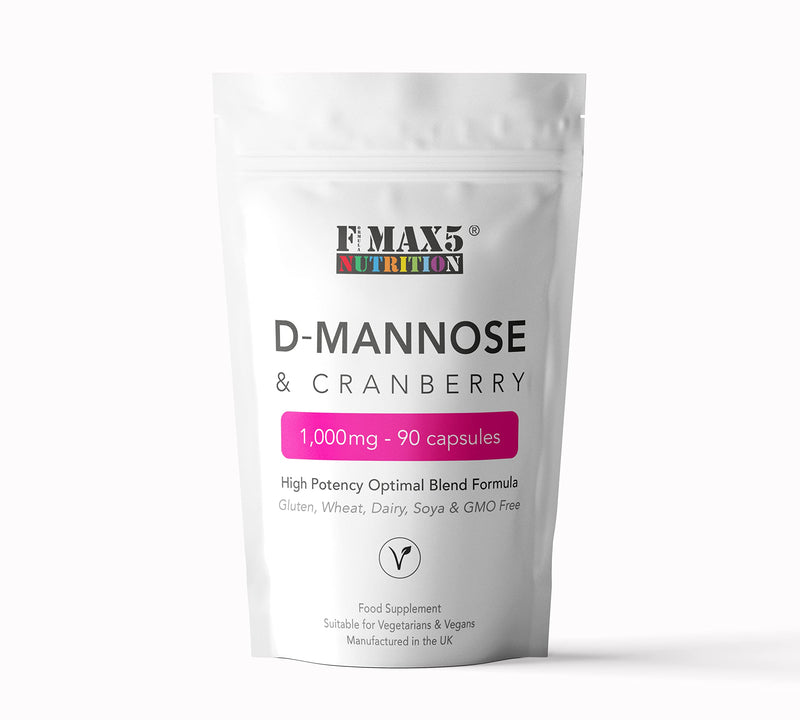 [Australia] - D-Mannose & Cranberry Capsules 1,000mg - 90 Capsules - Urinary Tract & Bladder Support - High Strength Blend - Allergen Free - Not Mannose Tablets or Powder - Made in the UK 
