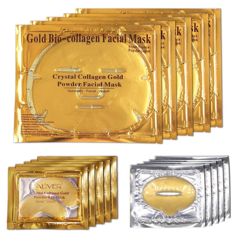 [Australia] - Gold Mask set, 24k Gold Bio-collagen Face Mask + Gold Powder Eye Mask+ Gold Lip Mask 