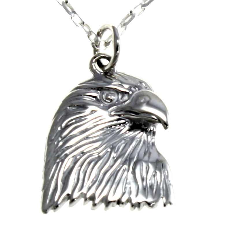 [Australia] - STERLING SILVER EAGLE HEAD PENDANT NECKLACE WITH 18" CHAIN -STRENGTH AND COURAGE ON REVERSE 