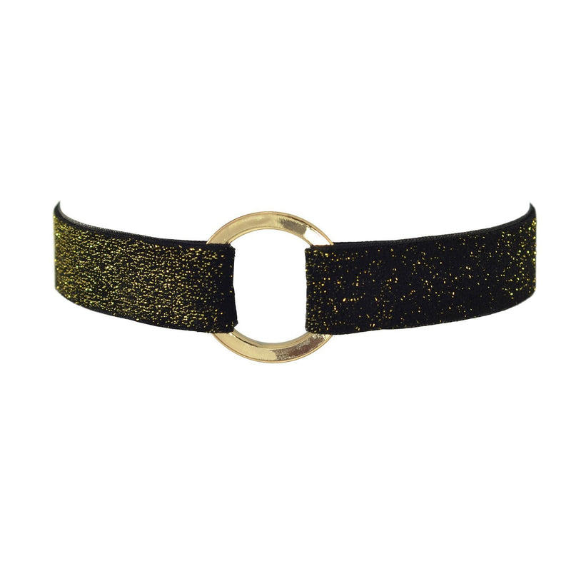 [Australia] - Paialco Glittering Black Velvet Belt Gothic Choker Necklace 12-15 Inches Round 