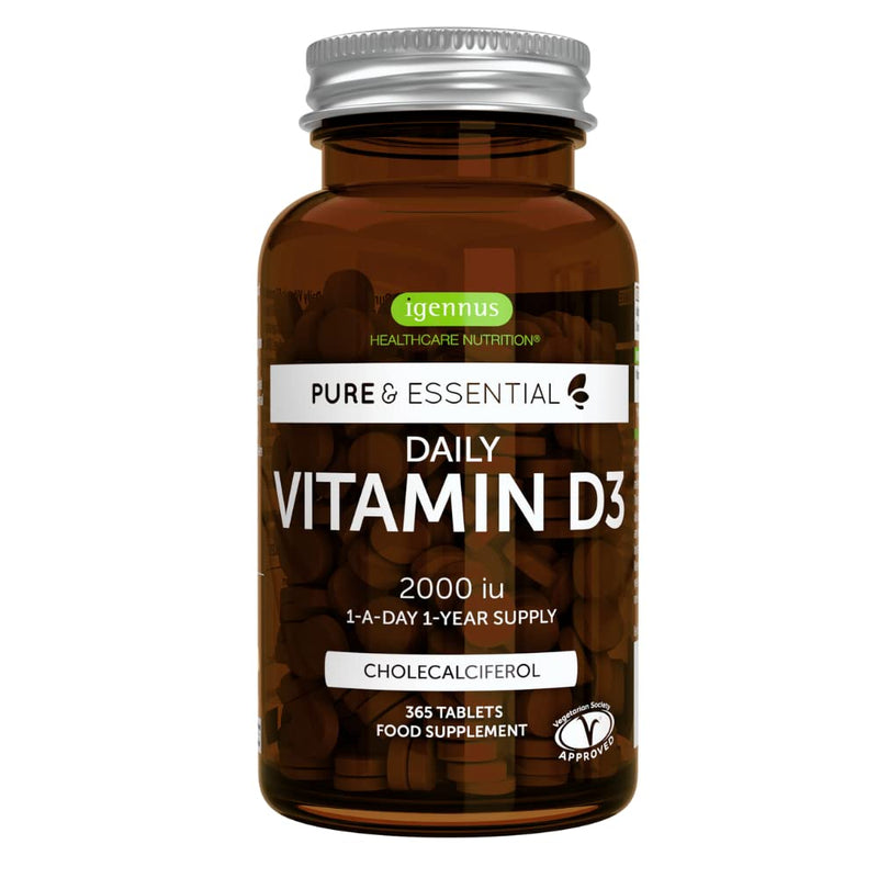 [Australia] - Pure & Essential Daily Vitamin D3 2000iu, 1-Year Supply, Vegetarian, 365 Small Tablets 