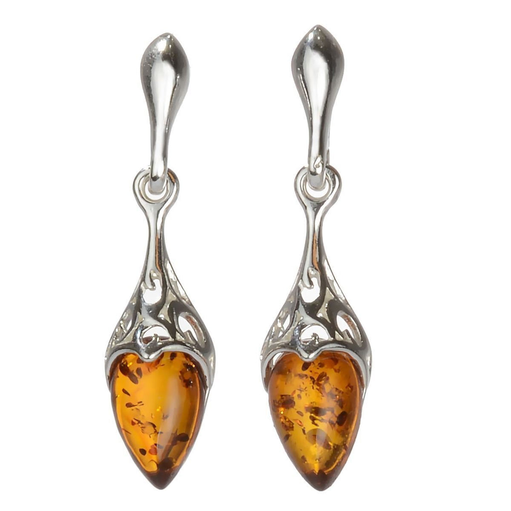 [Australia] - Sterling Silver and Baltic Honey Amber Earrings "Serena" 